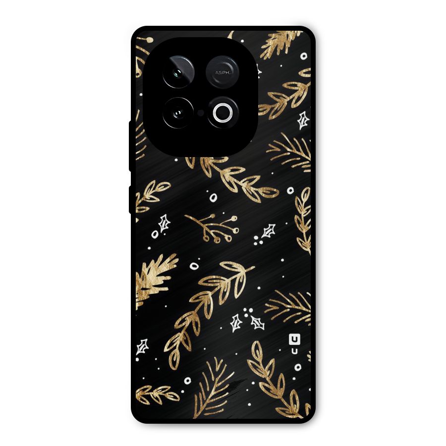 Gold Palm Leaves Metal Back Case for iQOO Neo 10