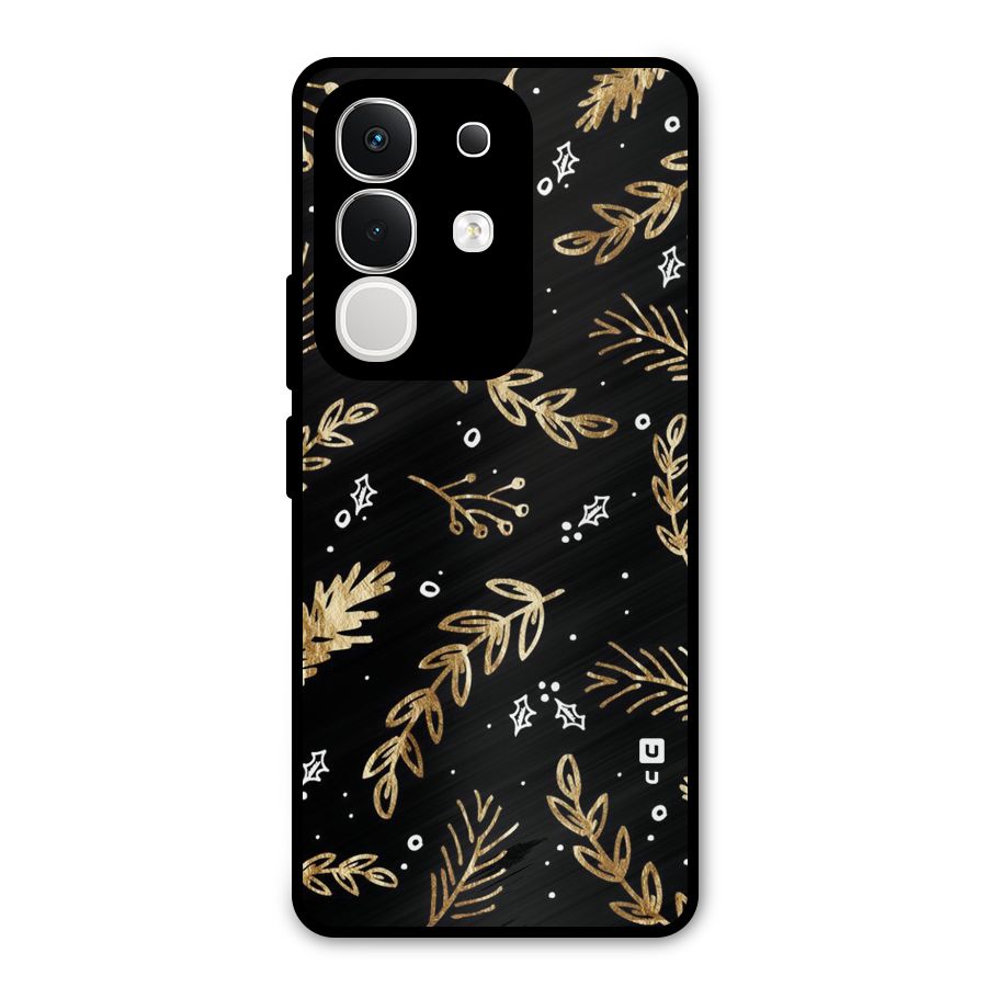 Gold Palm Leaves Metal Back Case for iQOO Z10x