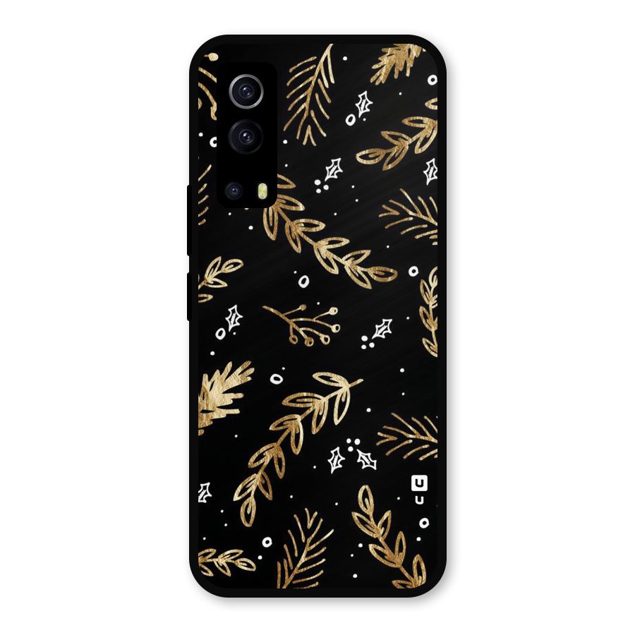 Gold Palm Leaves Metal Back Case for iQOO Z3