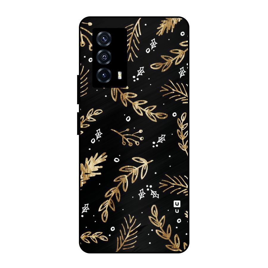 Gold Palm Leaves Metal Back Case for iQOO Z5