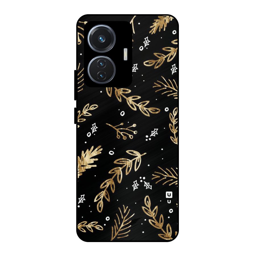 Gold Palm Leaves Metal Back Case for iQOO Z6 44W