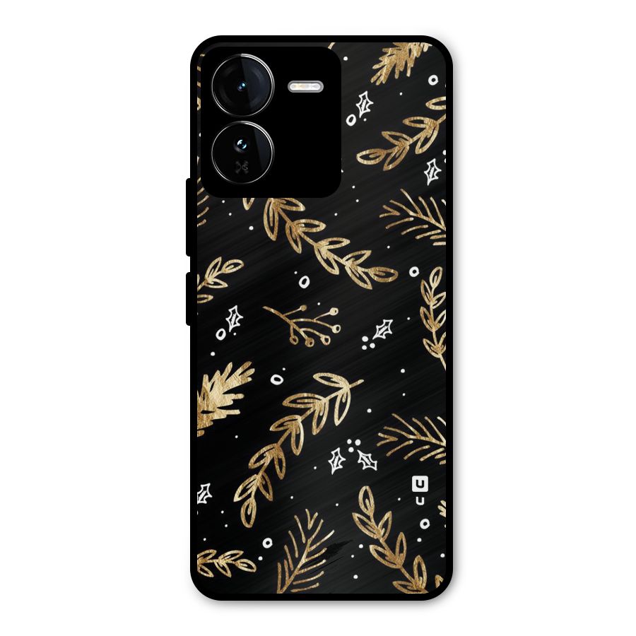 Gold Palm Leaves Metal Back Case for iQOO Z9