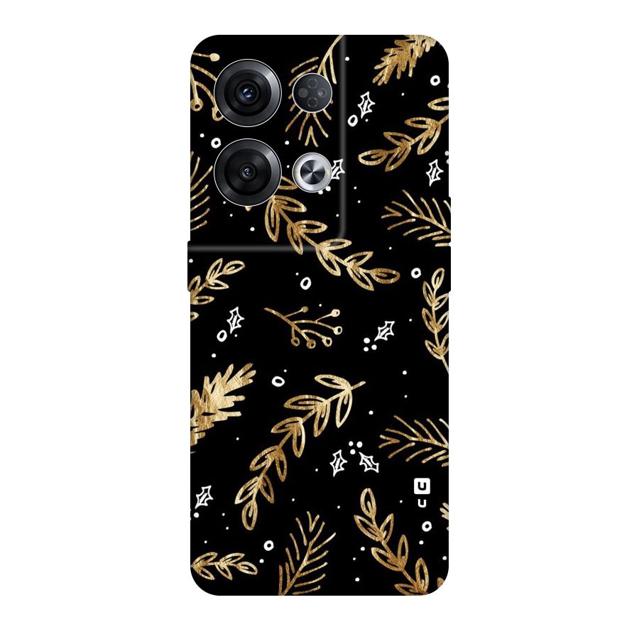 Gold Palm Leaves Original Polycarbonate Back Case for Oppo Reno8 Pro 5G