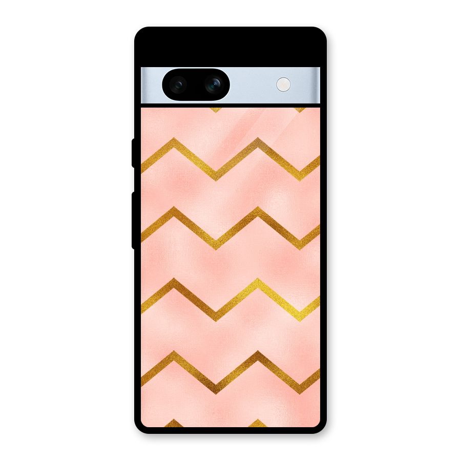 Gold Pink Pattern Glass Back Case for Google Pixel 7a
