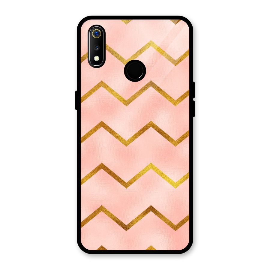 Gold Pink Pattern Glass Back Case for Realme 3i