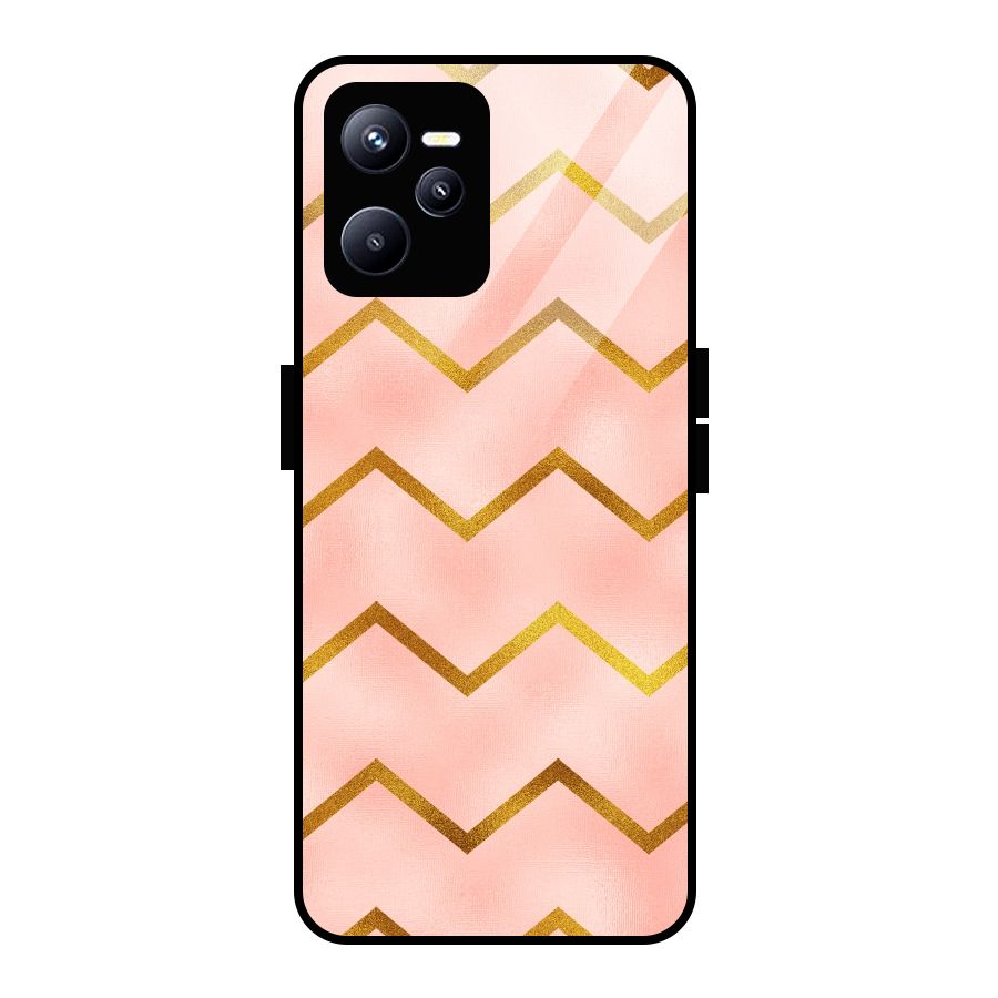 Gold Pink Pattern Glass Back Case for Realme C35