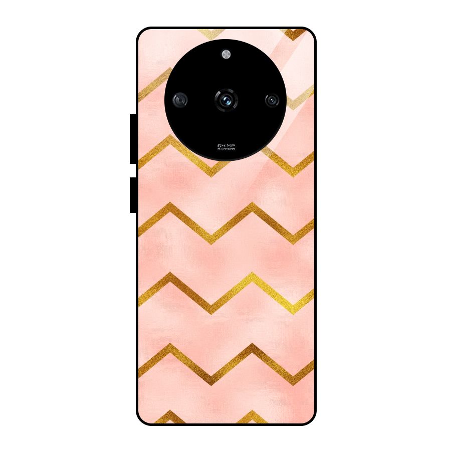 Gold Pink Pattern Glass Back Case for Realme Narzo 60 5G