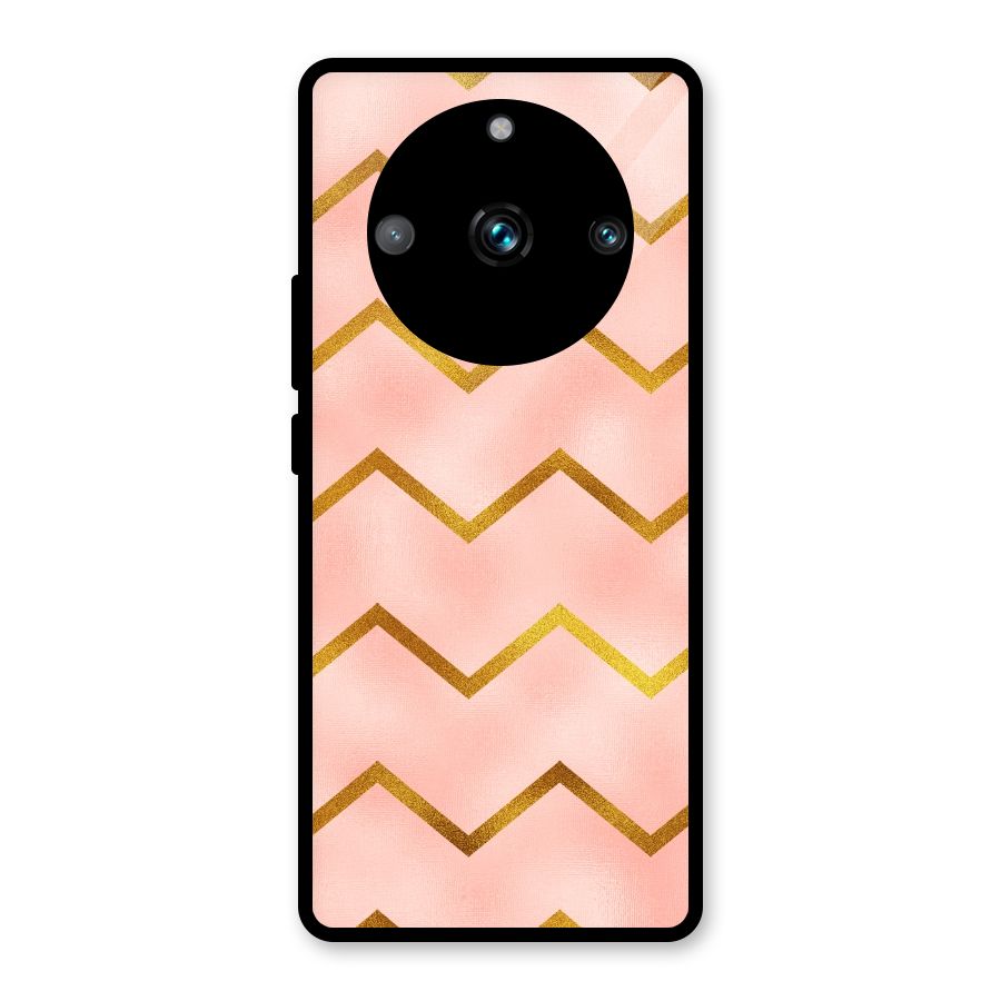 Gold Pink Pattern Glass Back Case for Realme Narzo 60 Pro