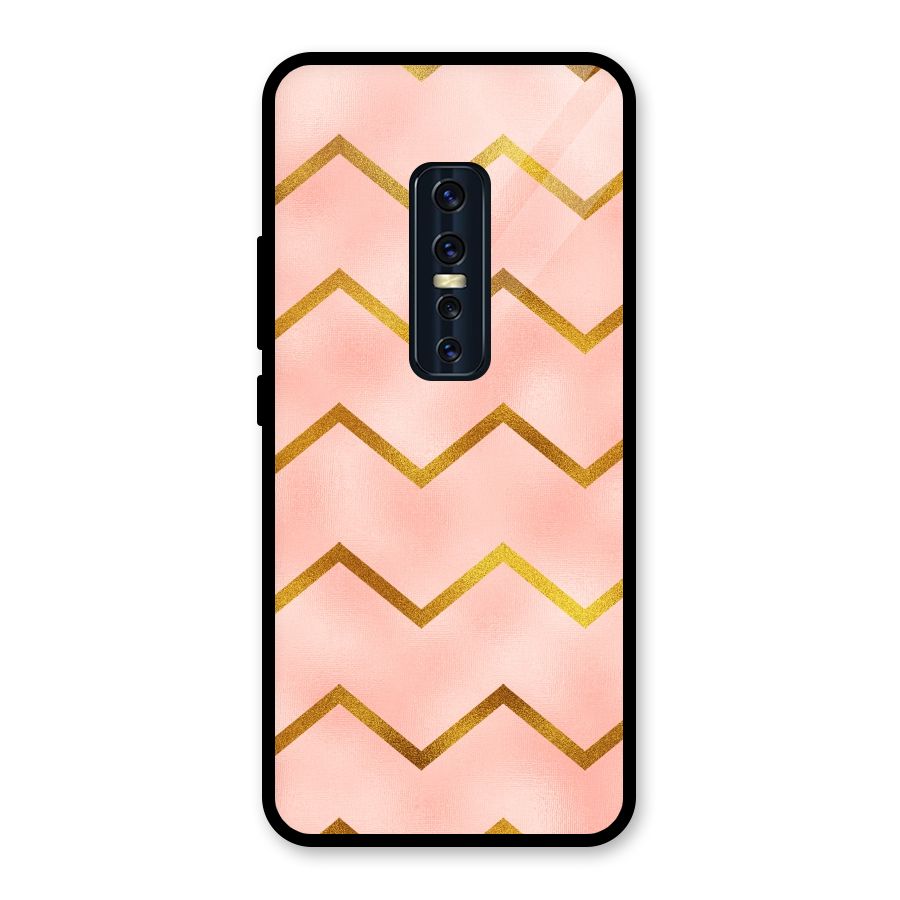 Gold Pink Pattern Glass Back Case for Vivo V17 Pro