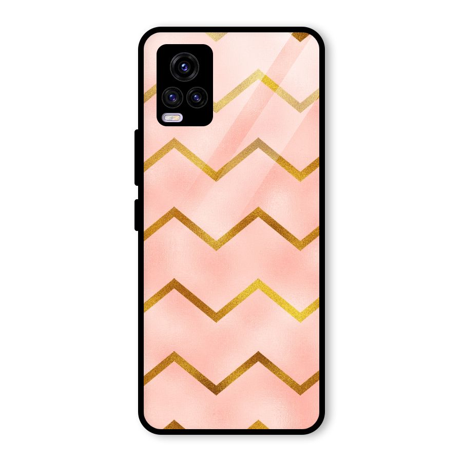 Gold Pink Pattern Glass Back Case for Vivo V20 2021