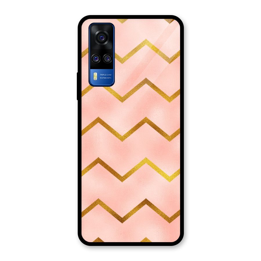 Gold Pink Pattern Glass Back Case for Vivo Y31