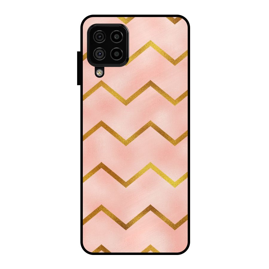 Gold Pink Pattern Metal Back Case for Galaxy A22 4G