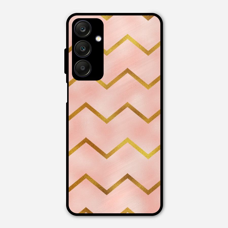 Gold Pink Pattern Metal Back Case for Galaxy A25 5G