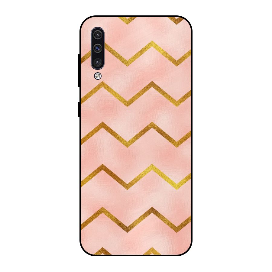 Gold Pink Pattern Metal Back Case for Galaxy A50