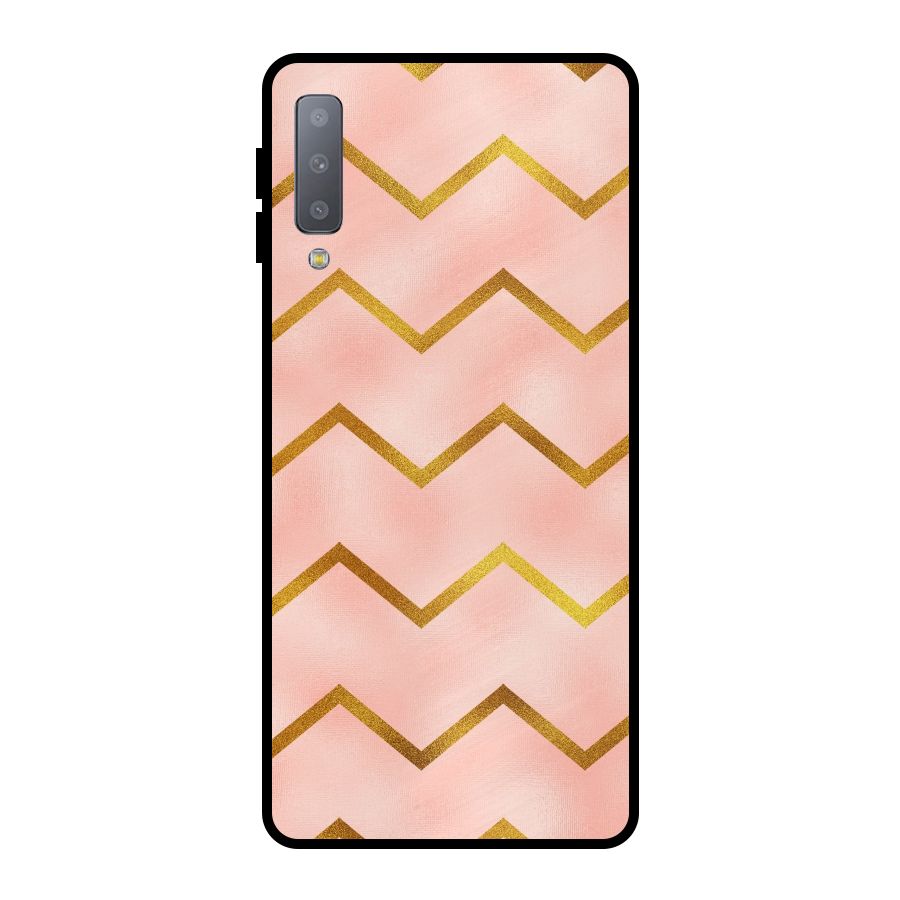 Gold Pink Pattern Metal Back Case for Galaxy A7 (2018)