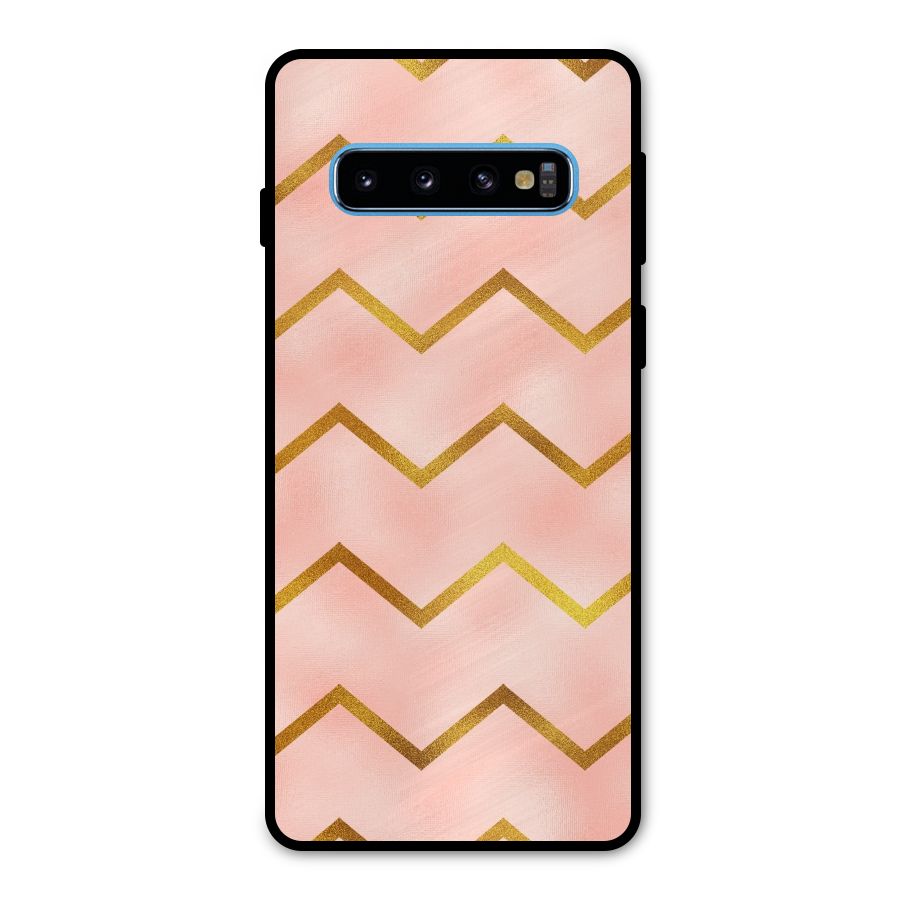Gold Pink Pattern Metal Back Case for Galaxy S10