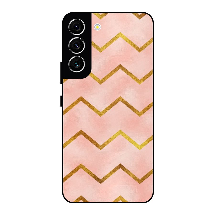 Gold Pink Pattern Metal Back Case for Galaxy S22 5G
