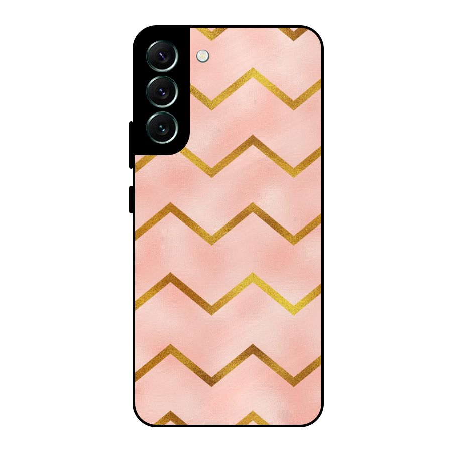 Gold Pink Pattern Metal Back Case for Galaxy S22 Plus 5G