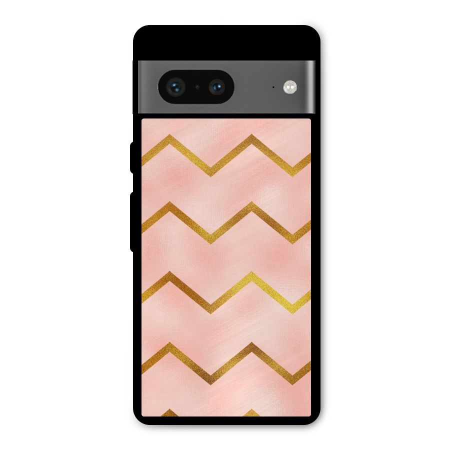Gold Pink Pattern Metal Back Case for Google Pixel 7