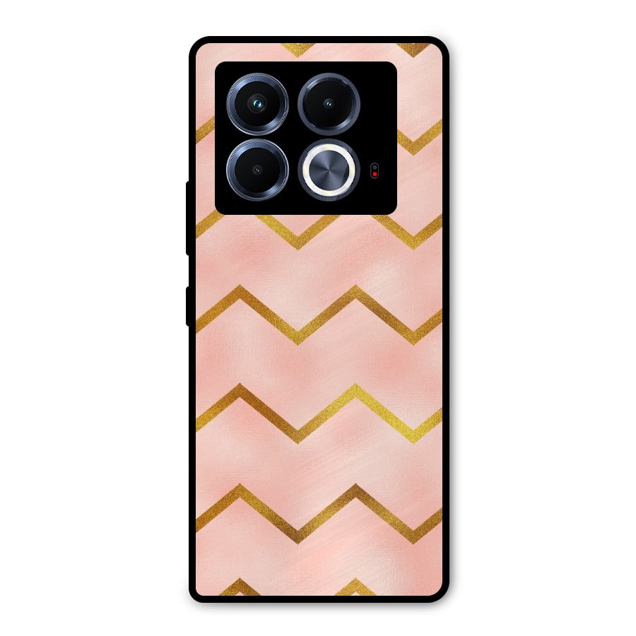 Gold Pink Pattern Metal Back Case for Infinix Note 40 5G
