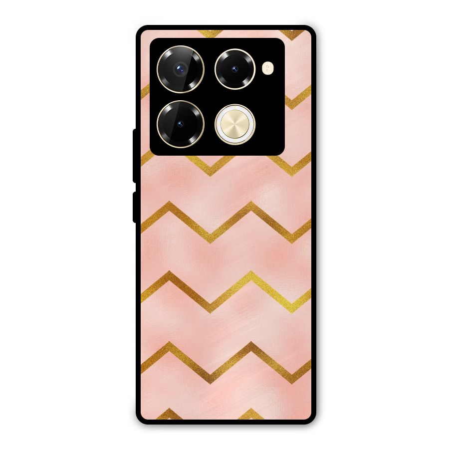 Gold Pink Pattern Metal Back Case for Infinix Note 40 Pro Plus