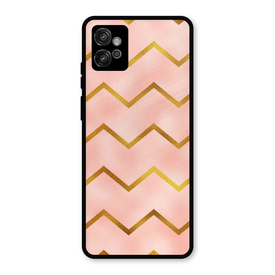 Gold Pink Pattern Metal Back Case for Moto G32