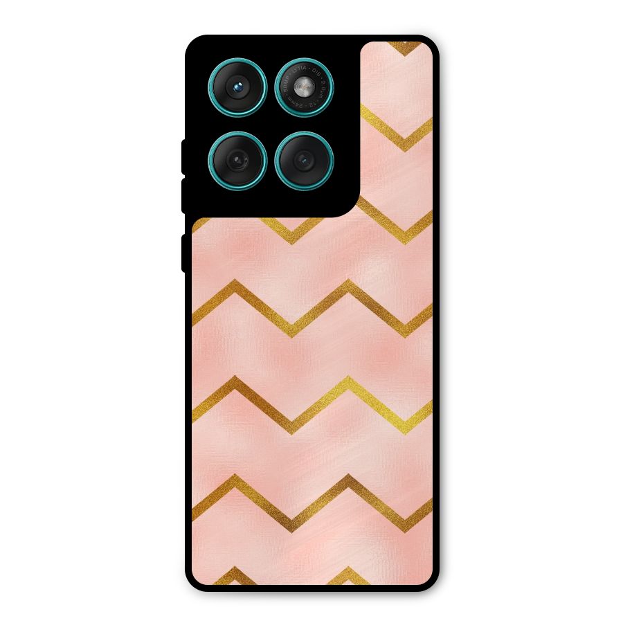 Gold Pink Pattern Metal Back Case for Motorola Edge 60