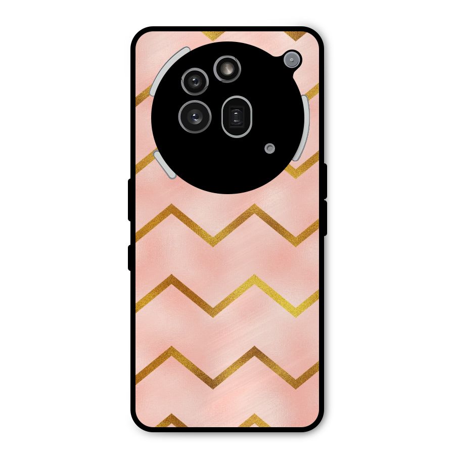 Gold Pink Pattern Metal Back Case for Nothing Phone 3a Pro