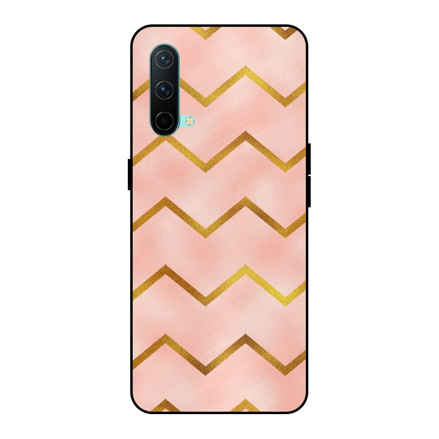 Gold Pink Pattern Metal Back Case for OnePlus Nord CE 5G