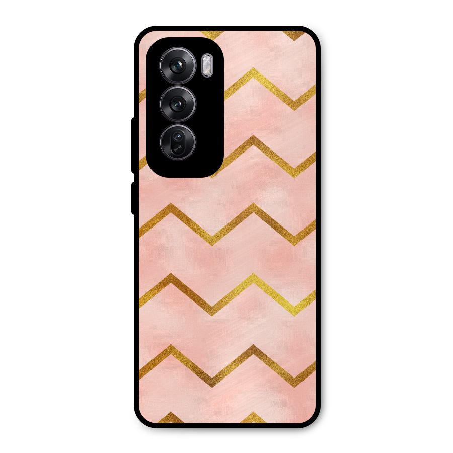 Gold Pink Pattern Metal Back Case for Oppo Reno12 Pro