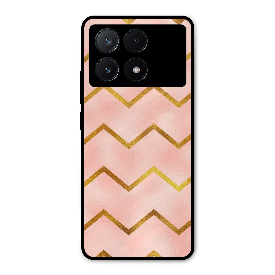 Gold Pink Pattern Metal Back Case for Poco X6 Pro