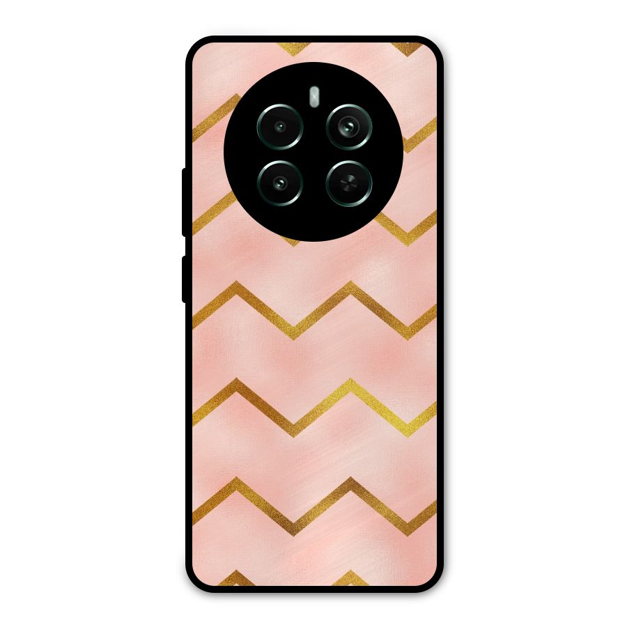 Gold Pink Pattern Metal Back Case for Realme 12 Pro Plus