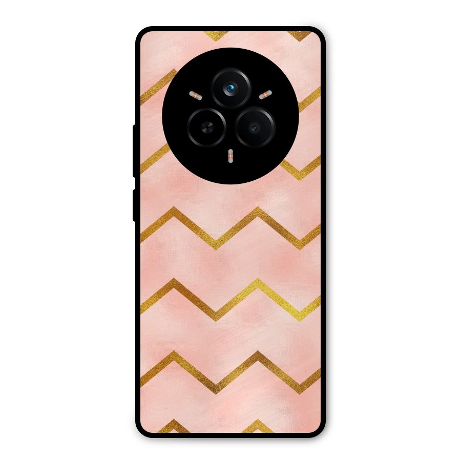 Gold Pink Pattern Metal Back Case for Realme 14 Pro
