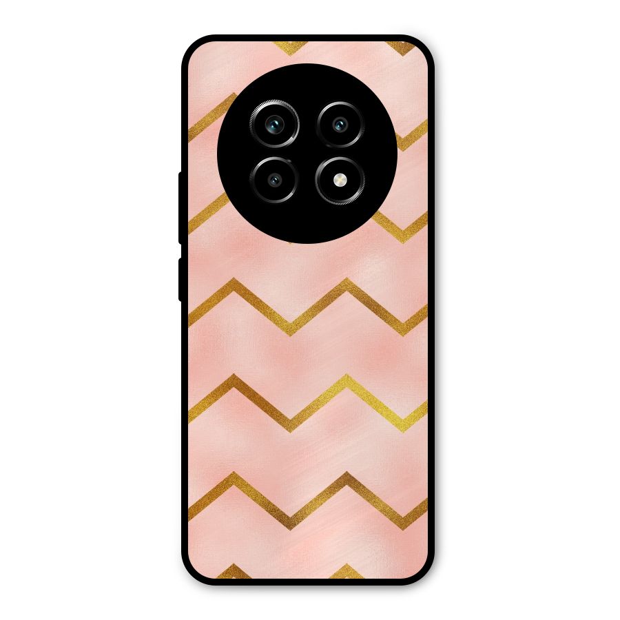 Gold Pink Pattern Metal Back Case for Realme 14 Pro Lite