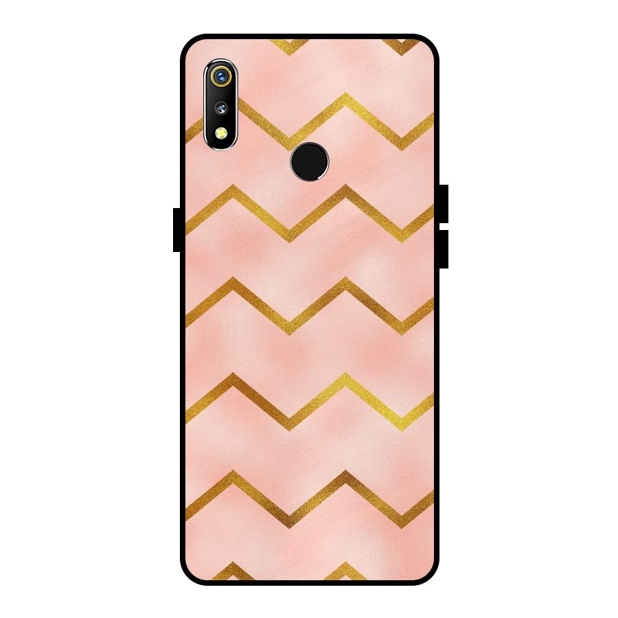Gold Pink Pattern Metal Back Case for Realme 3i