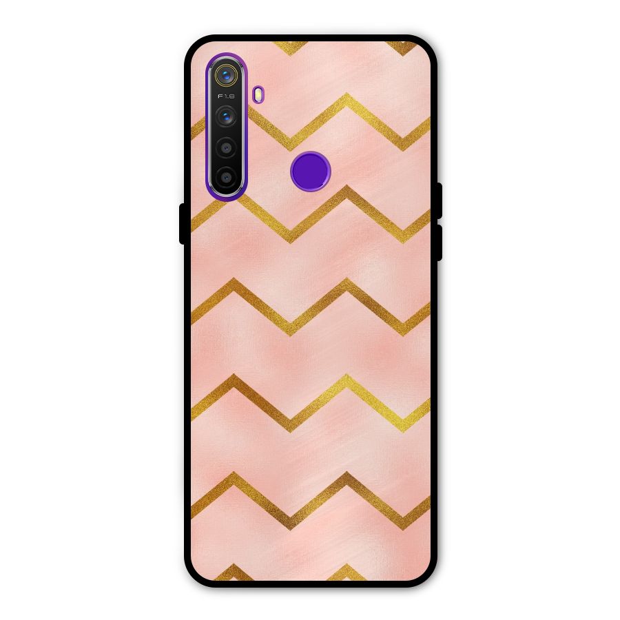 Gold Pink Pattern Metal Back Case for Realme 5
