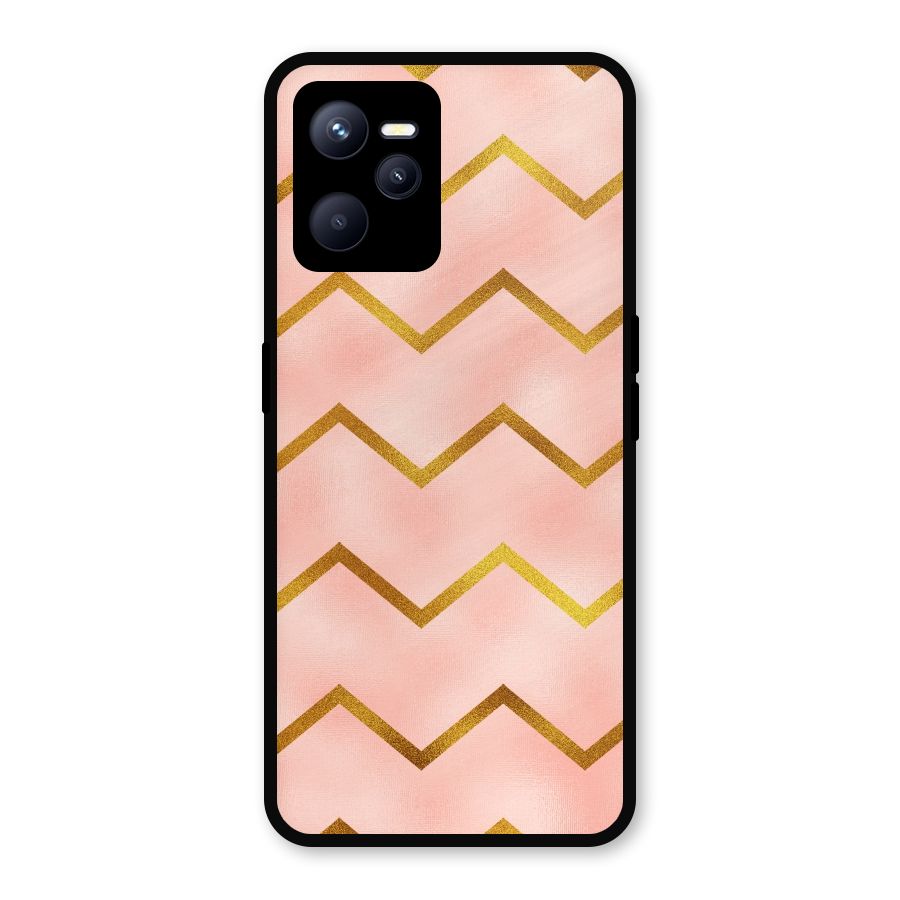 Gold Pink Pattern Metal Back Case for Realme C35