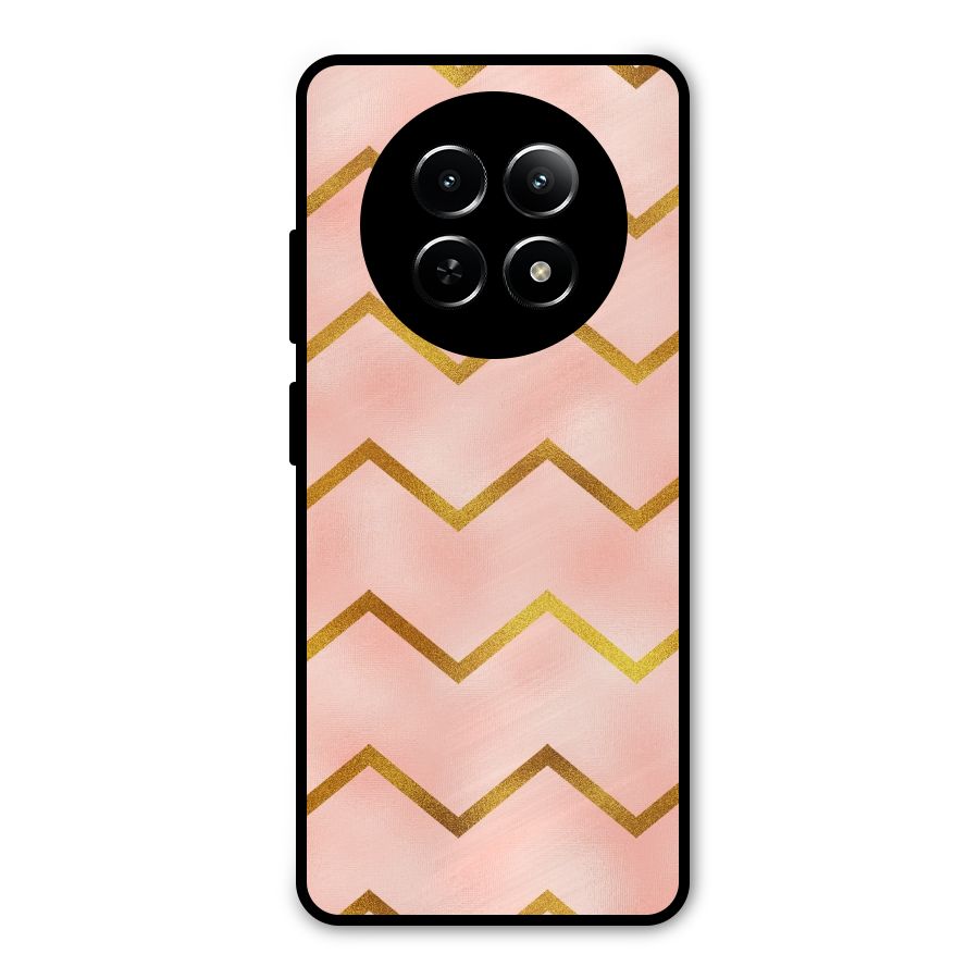 Gold Pink Pattern Metal Back Case for Realme Narzo 70x 5G