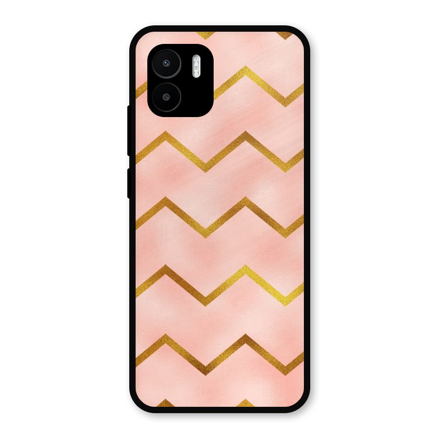 Gold Pink Pattern Metal Back Case for Redmi A2