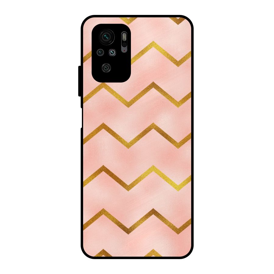 Gold Pink Pattern Metal Back Case for Redmi Note 10S