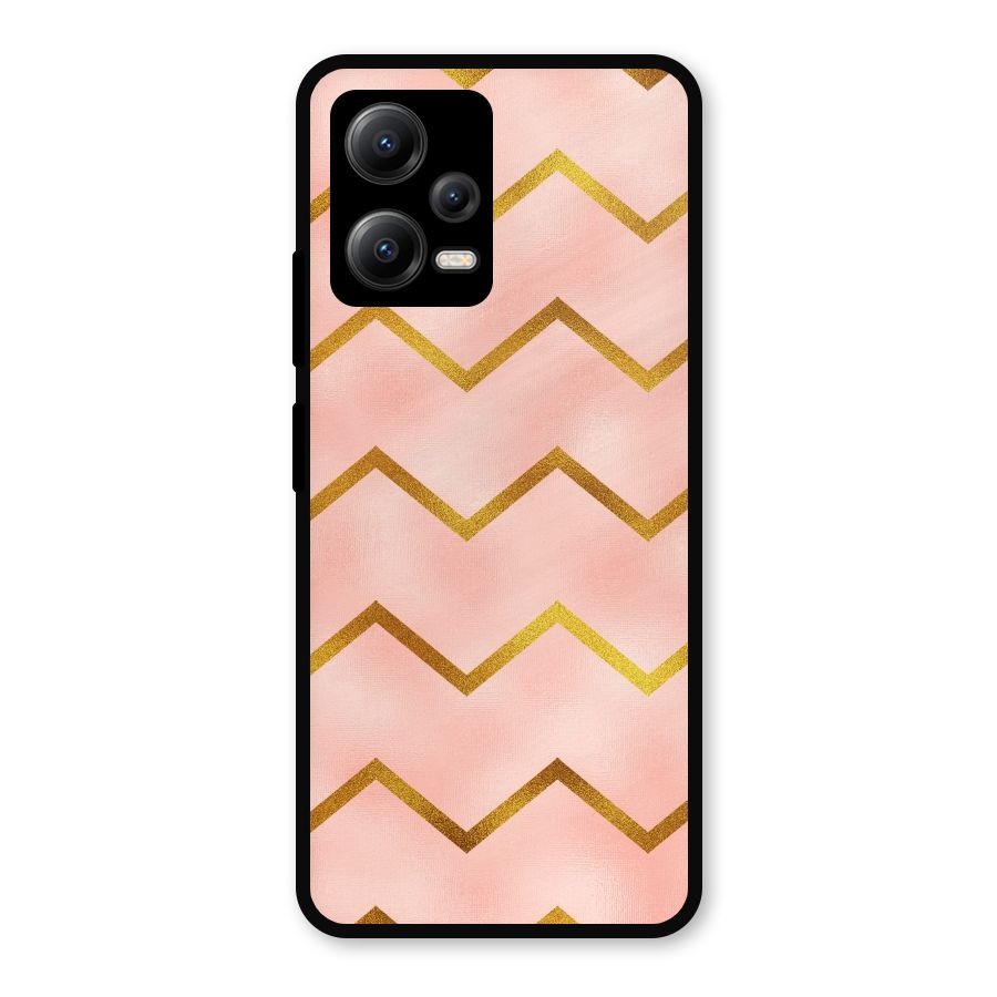 Gold Pink Pattern Metal Back Case for Redmi Note 12 5G