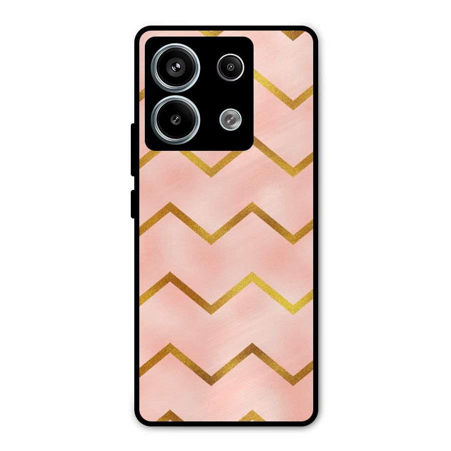 Gold Pink Pattern Metal Back Case for Redmi Note 13 Pro 5G