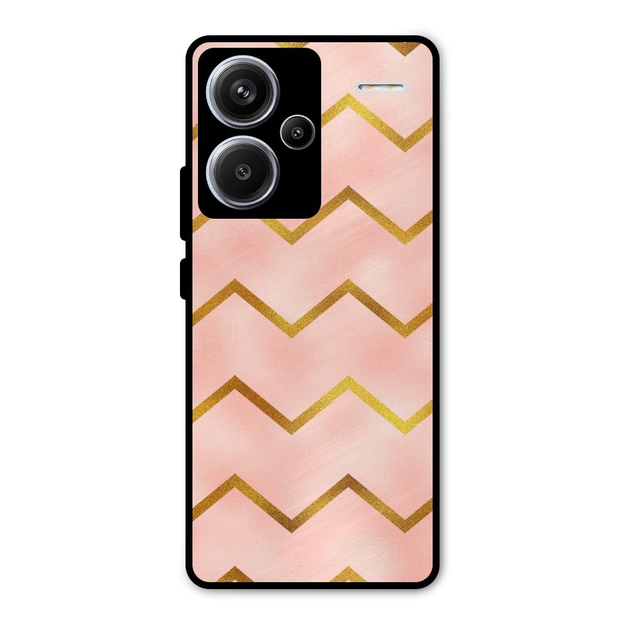 Gold Pink Pattern Metal Back Case for Redmi Note 13 Pro Plus