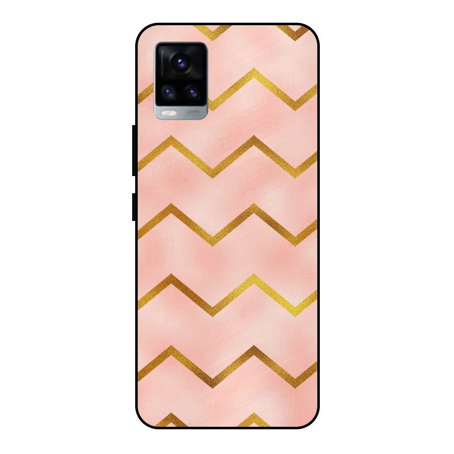 Gold Pink Pattern Metal Back Case for Vivo V20