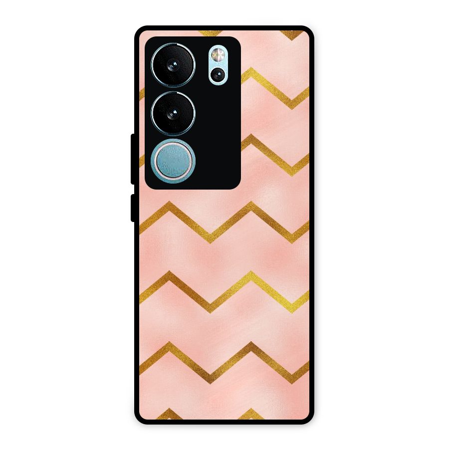 Gold Pink Pattern Metal Back Case for Vivo V29