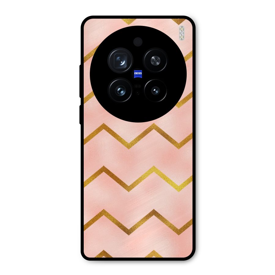 Gold Pink Pattern Metal Back Case for Vivo X200 Pro