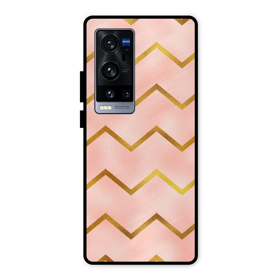 Gold Pink Pattern Metal Back Case for Vivo X60 Pro Plus