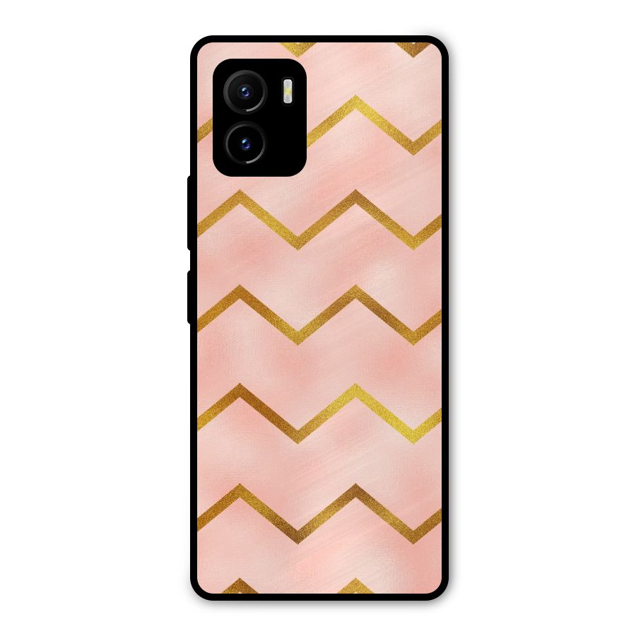 Gold Pink Pattern Metal Back Case for Vivo Y15s