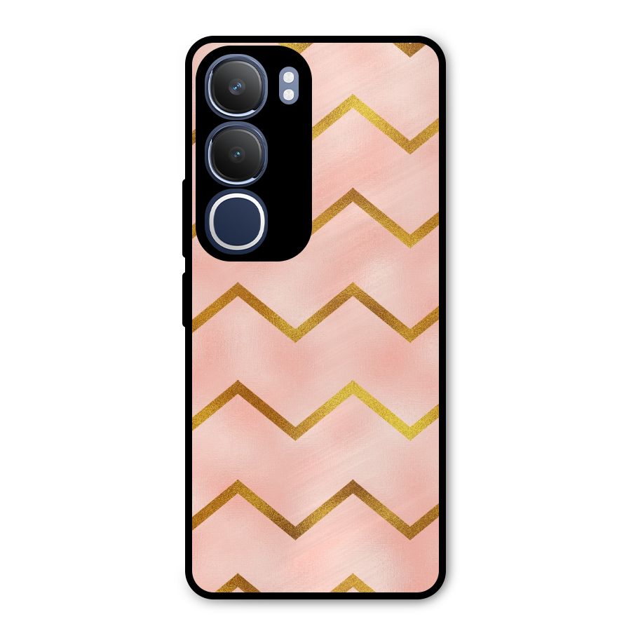Gold Pink Pattern Metal Back Case for Vivo Y29