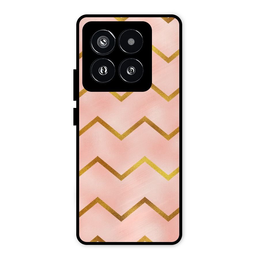 Gold Pink Pattern Metal Back Case for Xiaomi 14 Pro